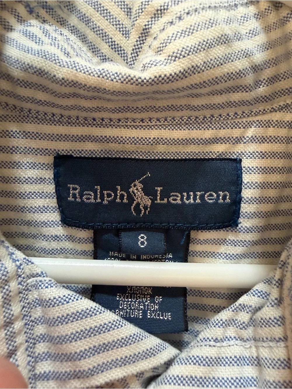 Polo by Ralph Lauren boys Blue & White Striped Button-Down Shirt- 8